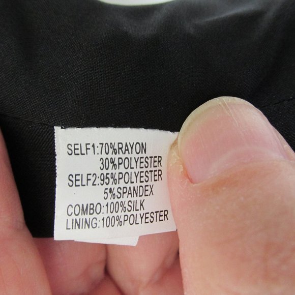 Kay Unger Black Sequin Tulle Skirt Rusched Silk Midriff 3/4 Sleeve Dress No Size - Picture 11 of 13